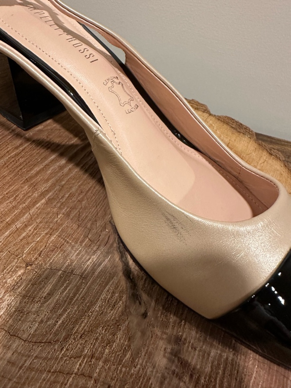 Two-Tone Slingback Pumps in Cream and Black - Picture 8 of 8